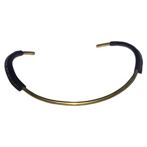 Edgy Black Leather and Brass Choker Necklace